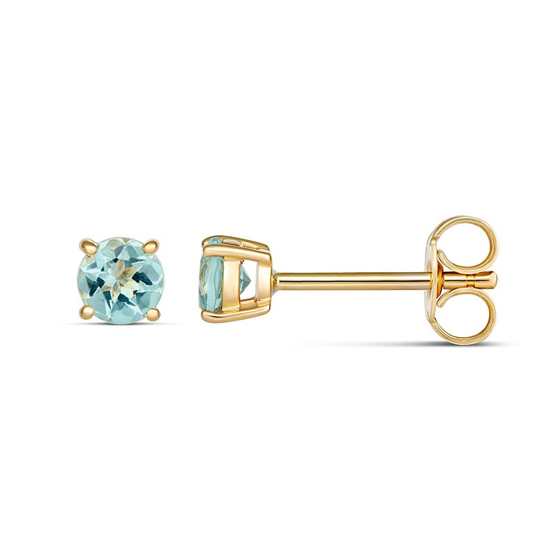 9K Yellow Gold Aquamarine March Birthstone Earrings