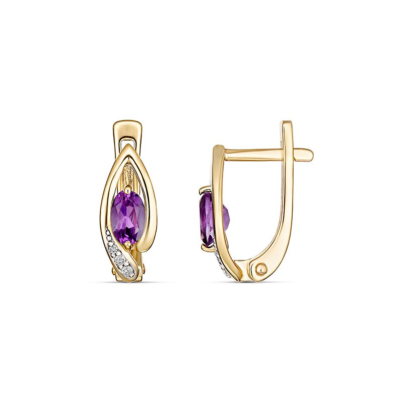 9K Yellow Gold Savannah Amethyst Huggie Earrings