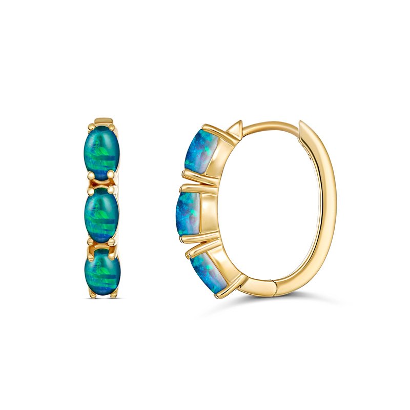 Tonia Oval 5x3mm Triplet Opal Huggie Earrings