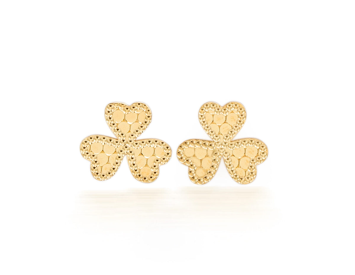 9KY Three Leaf Heart Earrings