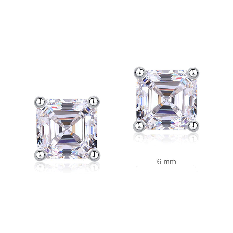 1 Ct Asscher Cut Created Diamond Stud Earrings 925 Sterling Silver MXFE8183