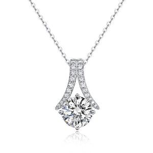 2 Carats Moissanite Diamond Pendant Necklace 925 Sterling Silver XMFN8154