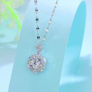 2 Carats Moissanite Diamond Flower Pendant Necklace 925 Sterling Silver XMFN8156