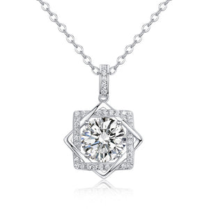 2 Carats Moissanite Diamond Octagram Pendant Necklace 925 Sterling Silver XMFN8157