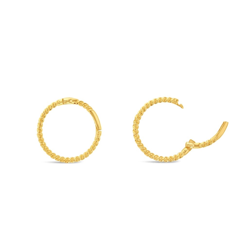 9Ct Yellow Gold Twisted Sleepers 10mm