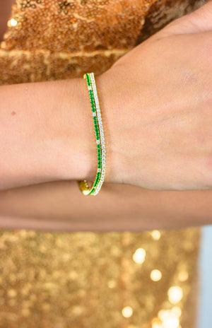 MILESTONE EMERALD 2MM TENNIS BRACELET IN GOLD