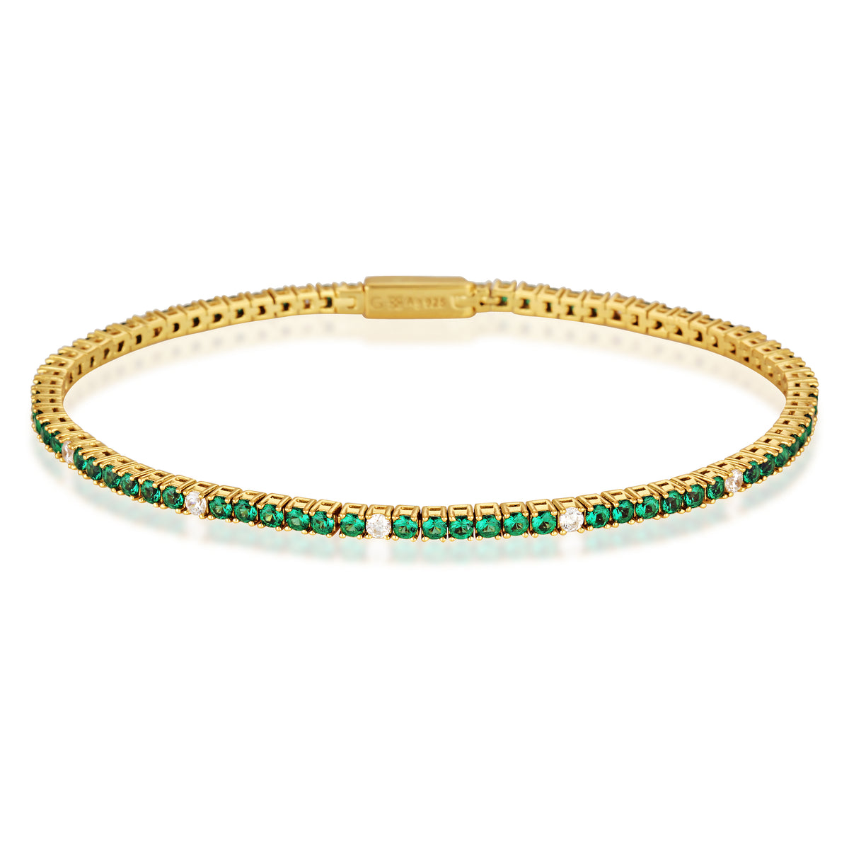 MILESTONE EMERALD 2MM TENNIS BRACELET IN GOLD