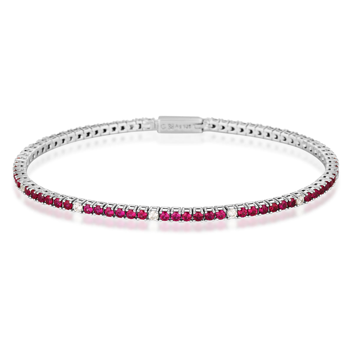 MILESTONE RUBY 2MM TENNIS BRACELET IN SILVER