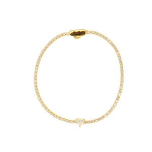 SWEETHEART TENNIS BRACELET GOLD 18CM