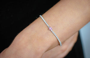 SWEETHEART TENNIS BRACELET SILVER 18CM
