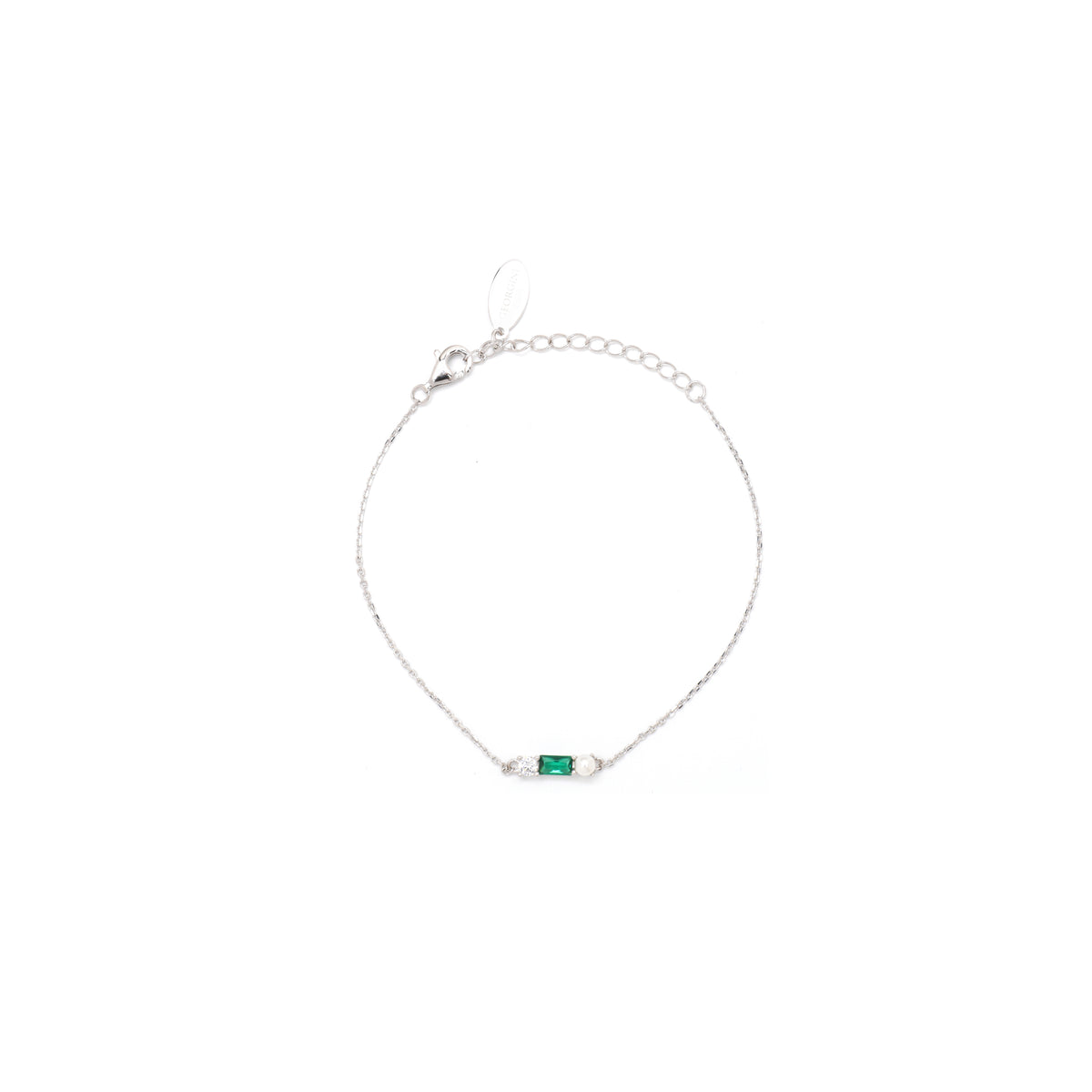 EMERALD ISLE FRESHWATER PEARL BRACELET IN EMERALD AND SILVER