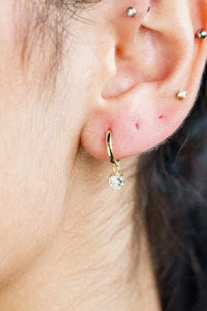 GEORGINI MIDNIGHT VELVET BABY HEART HOOP EARRINGS GOLD