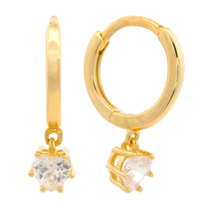 GEORGINI MIDNIGHT VELVET BABY HEART HOOP EARRINGS GOLD