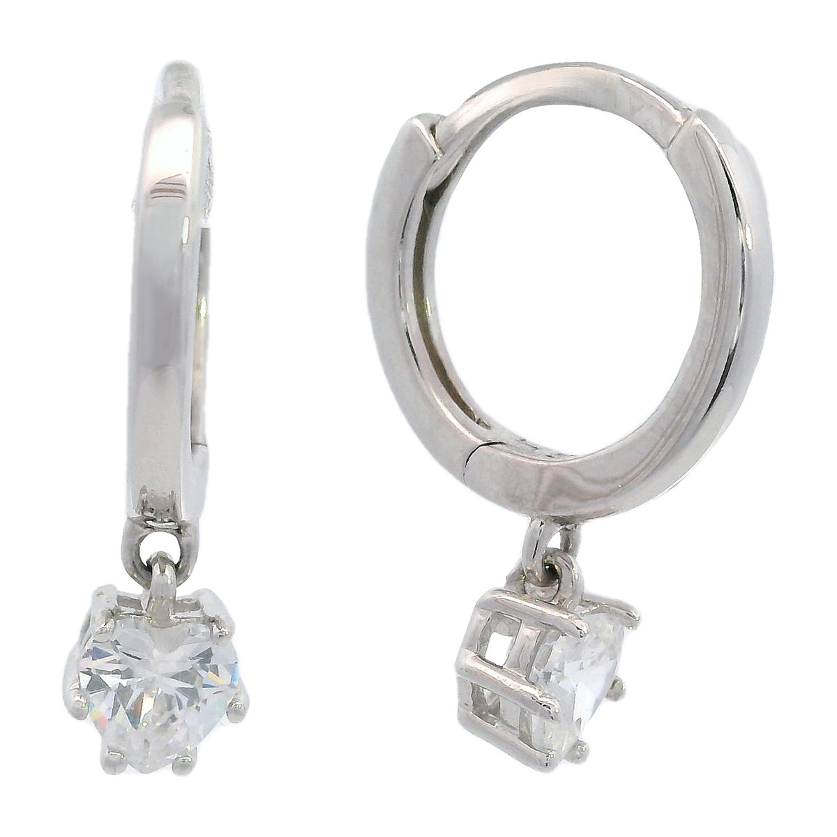 GEORGINI MIDNIGHT VELVET BABY HEART HOOP EARRINGS SILVER