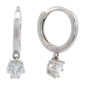 GEORGINI MIDNIGHT VELVET BABY HEART HOOP EARRINGS SILVER