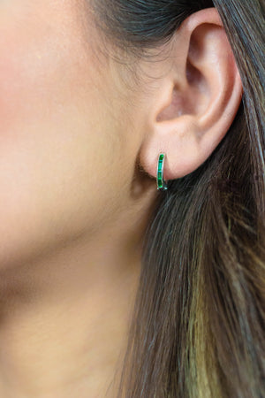 BAGUETTE HOOP SILVER AND GREEN