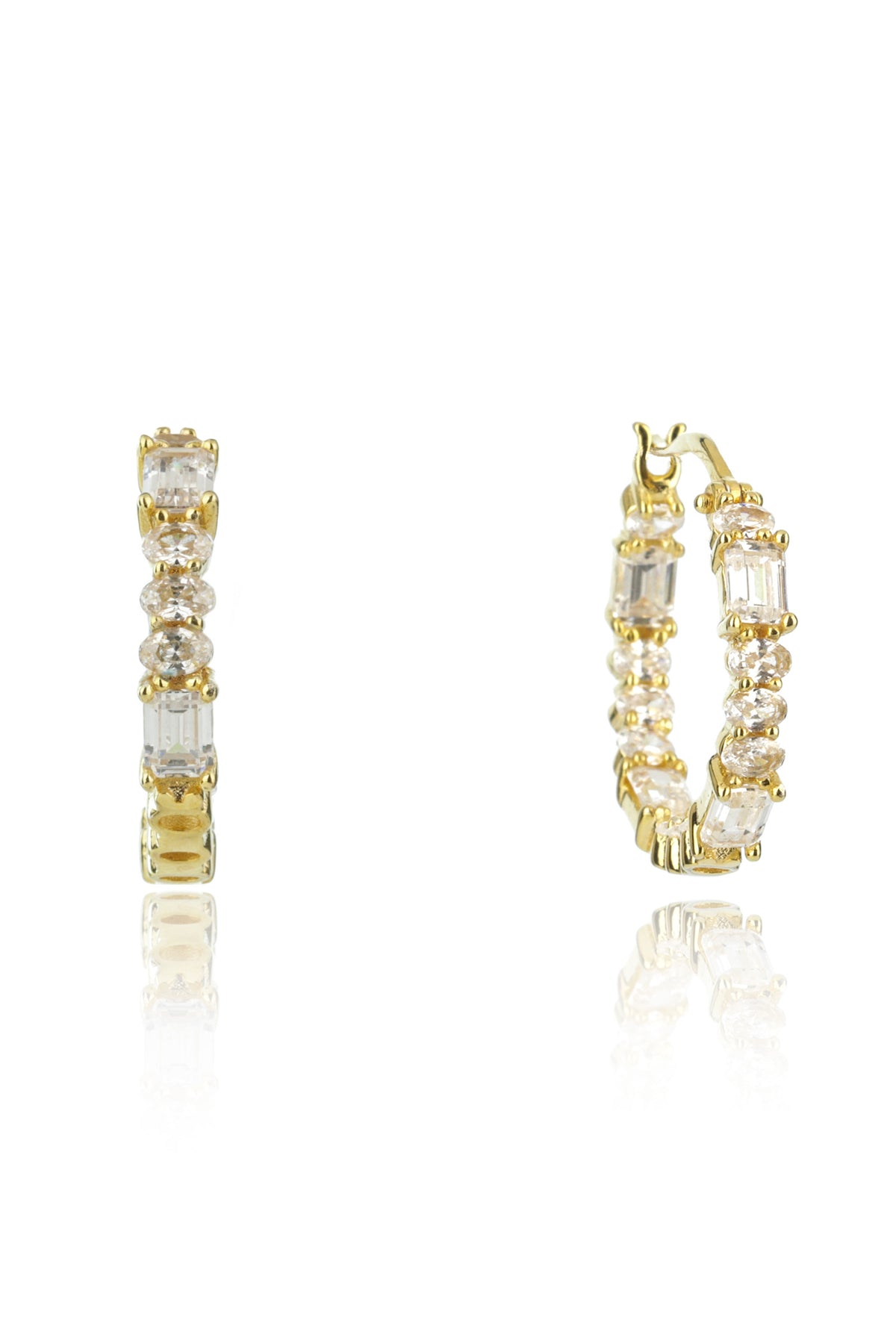 BAGUETTE INSIDE OUT EARRINGS GOLD SMALL