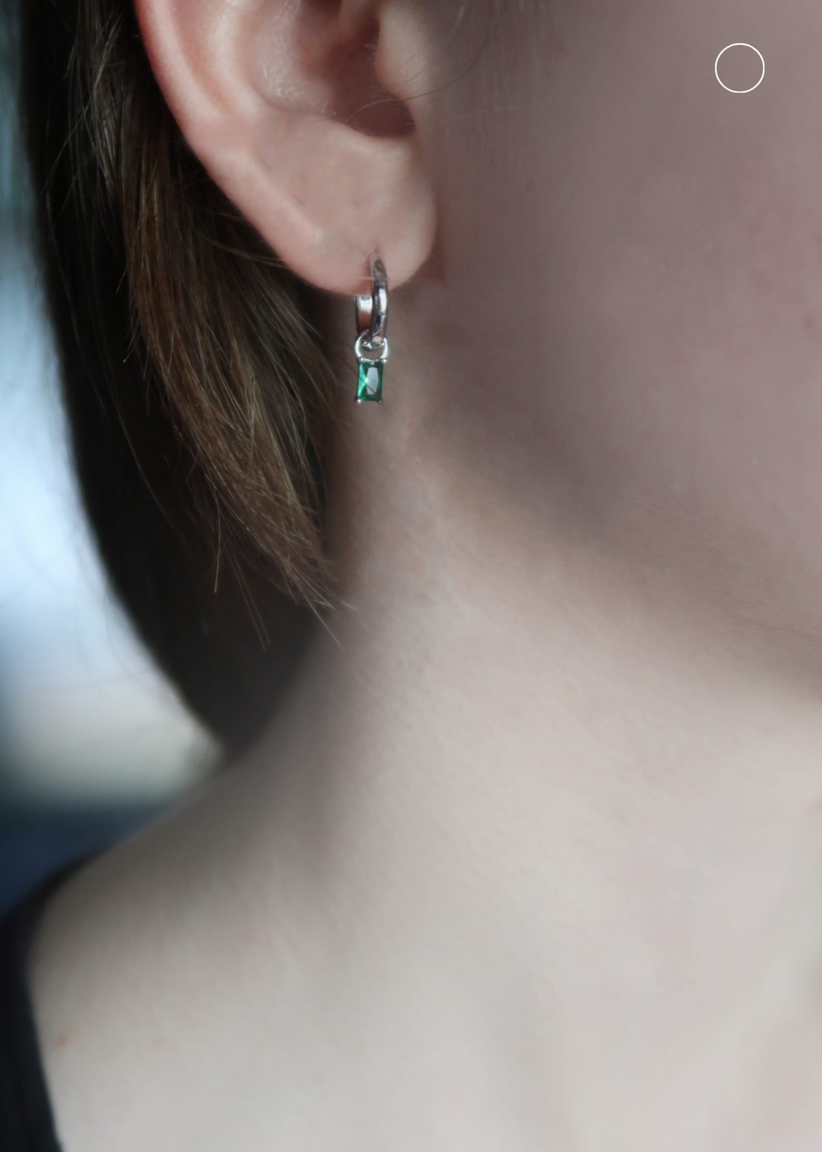 BABY BAGUETTE HOOP SILVER GREEN