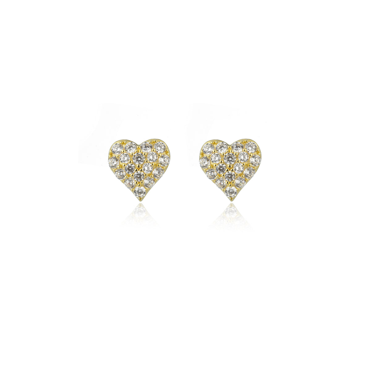 SWEETHEART SPARKLY HEART STUDS GOLD