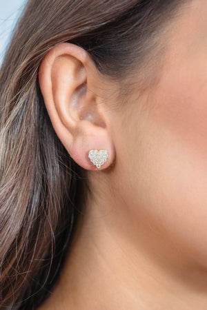 SWEETHEART SPARKLY HEART STUDS GOLD