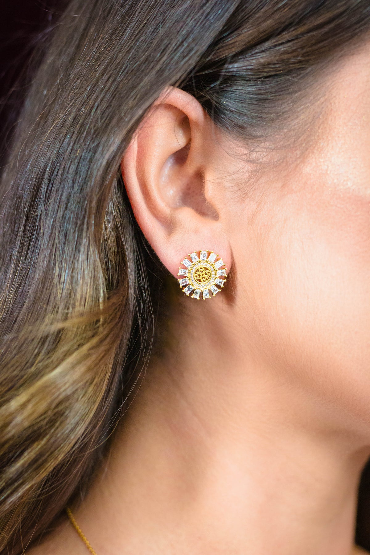 MY ONLY SUNSHINE BAGUETTE EARRINGS GOLD