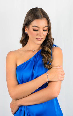 MILESTONE SAPPHIRE HALO PENDANT IN SILVER