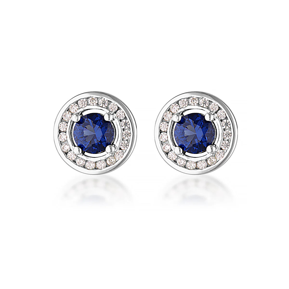 Georgini Milestone Sapphire Halo Earrings in Silver IE1164B
