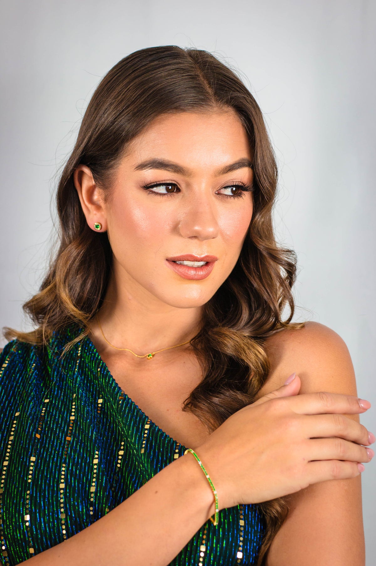 MILESTONE EMERALD HALO EARRINGS IN GOLD