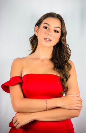 MILESTONE RUBY HALO PENDANT IN SILVER