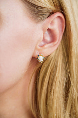 GEORGINI WISTERIA CREATED OPAL FLORIBUNDA STUD EARRINGS GOLD