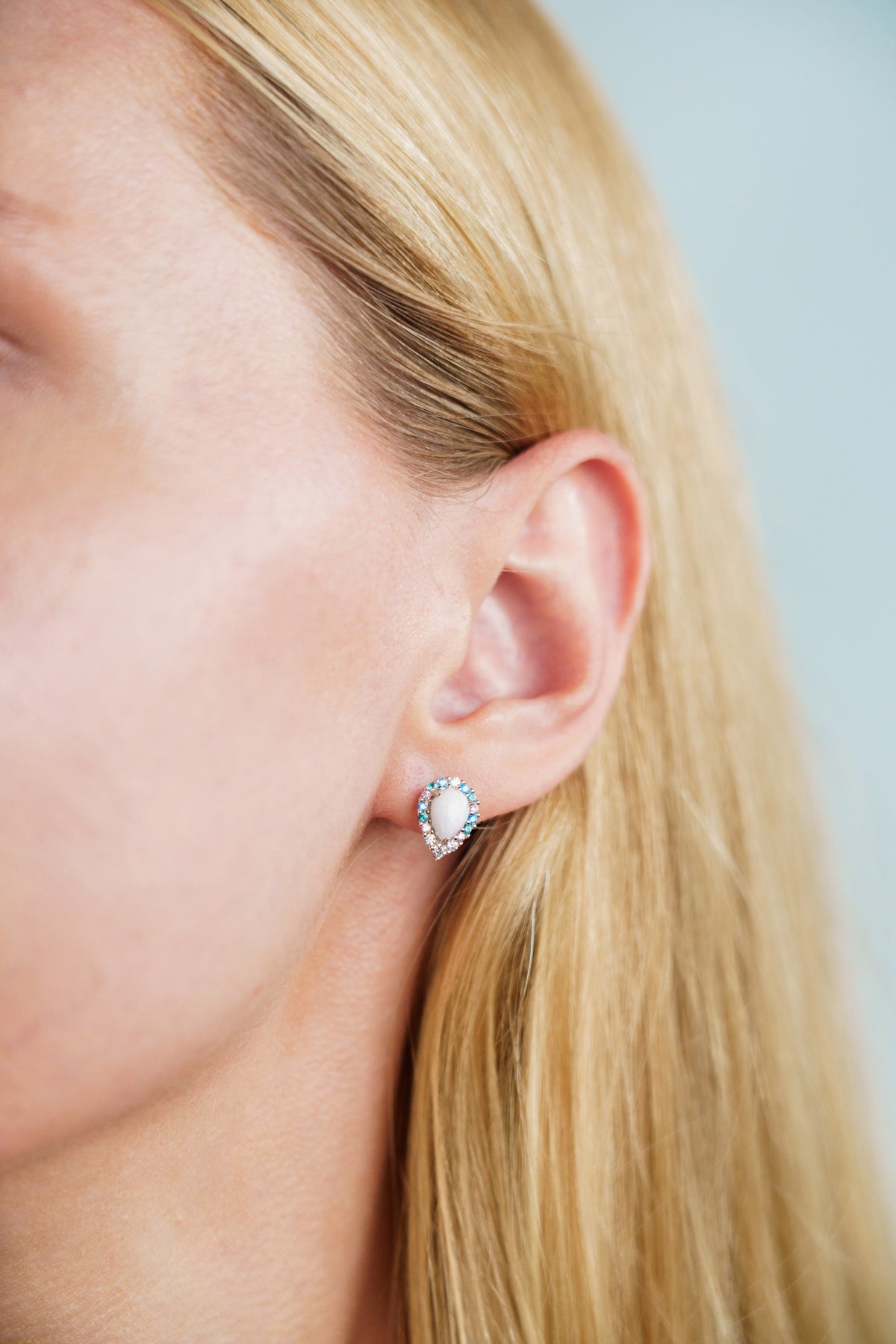 GEORGINI WISTERIA CREATED OPAL FLORIBUNDA STUD EARRINGS SILVER