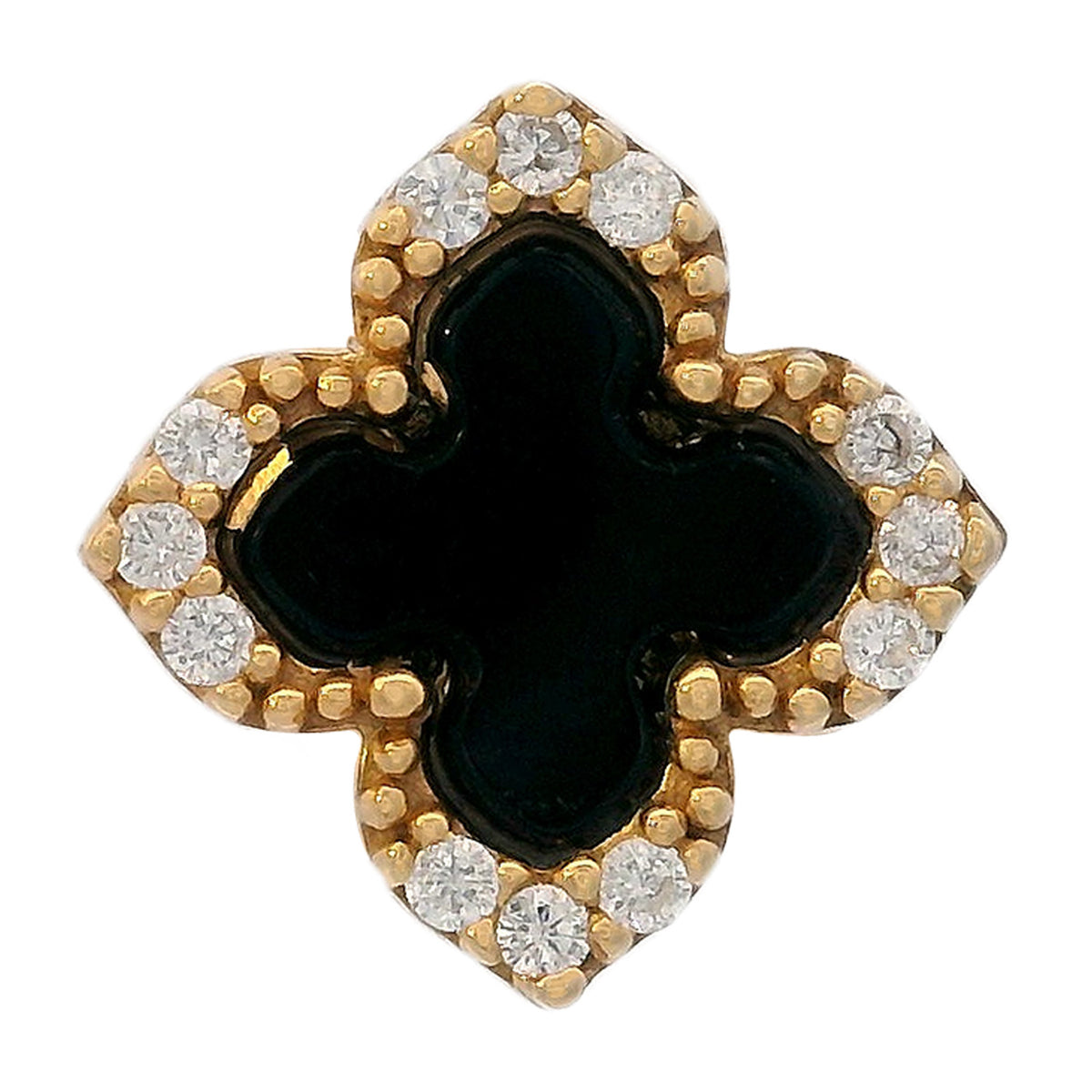 GEORGINI MIDNIGHT VELVET BLACK AGATE FAIRWATER STUD EARRINGS GOLD