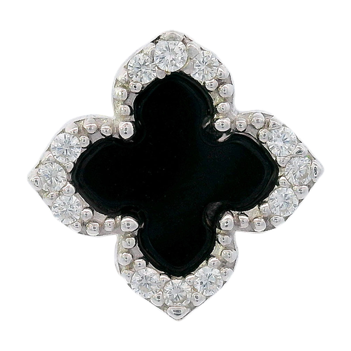 GEORGINI MIDNIGHT VELVET BLACK AGATE FAIRWATER STUD EARRINGS SILVER