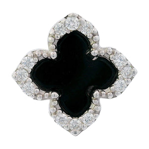 GEORGINI MIDNIGHT VELVET BLACK AGATE FAIRWATER STUD EARRINGS SILVER