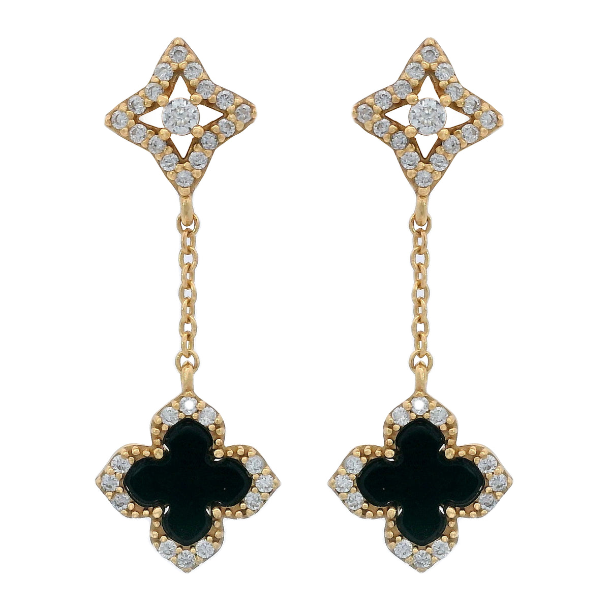 GEORGINI MIDNIGHT VELVET BLACK AGATE FAIRWATER DROP EARRINGS GOLD