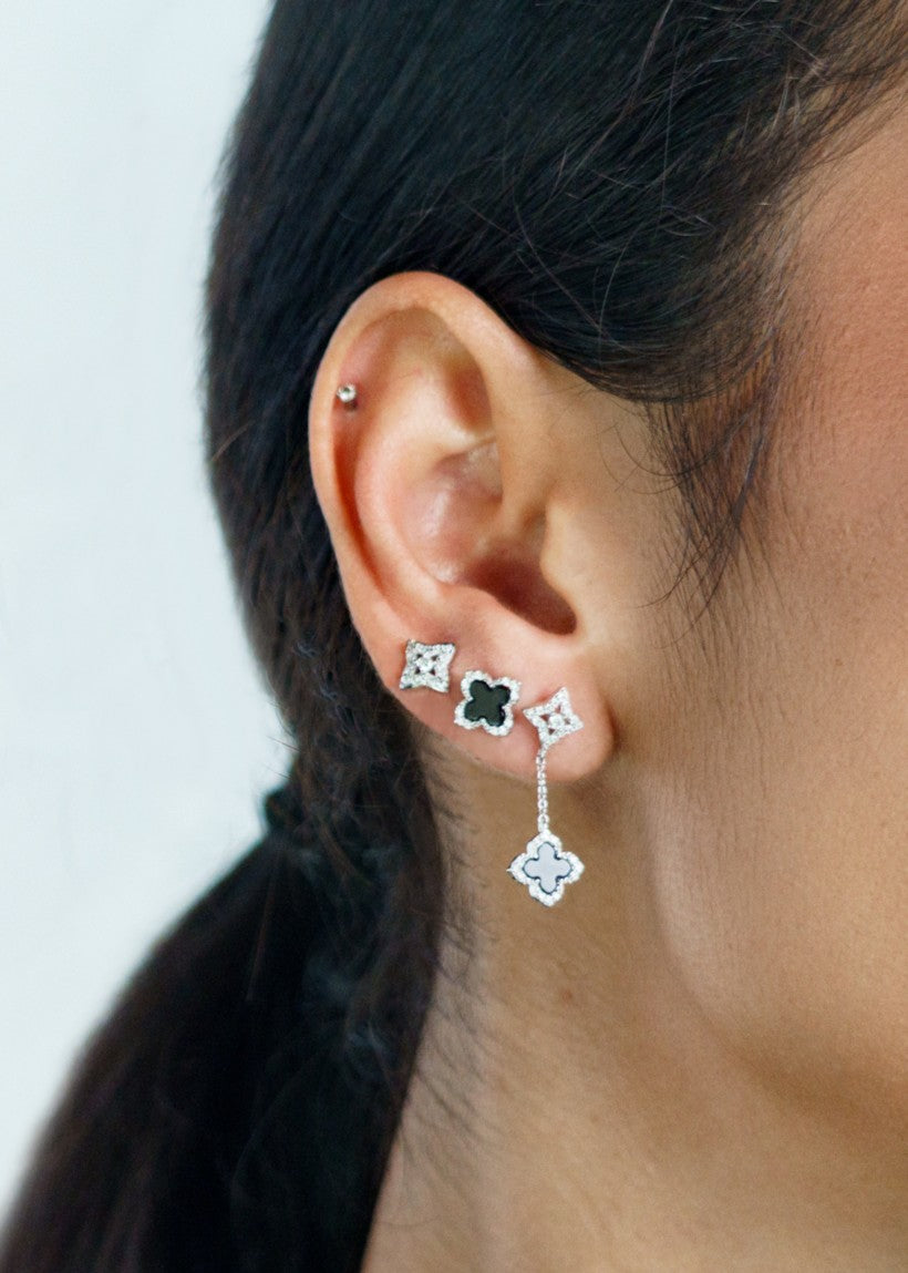 GEORGINI MIDNIGHT VELVET FAIRWATER PETITE EARRINGS SILVER