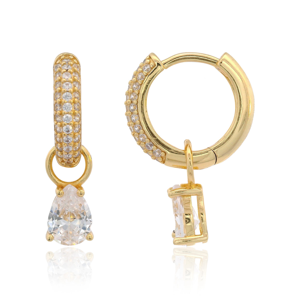 GEORGINI WISTERIA DUO PEAR EARRINGS GOLD