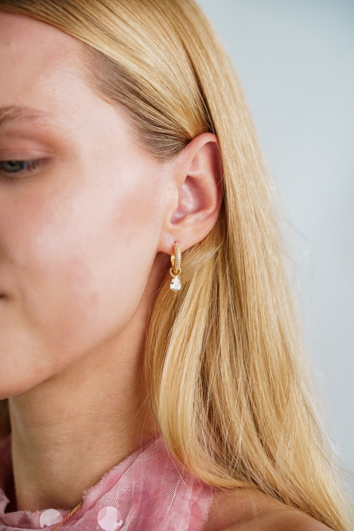 GEORGINI WISTERIA DUO PEAR EARRINGS GOLD