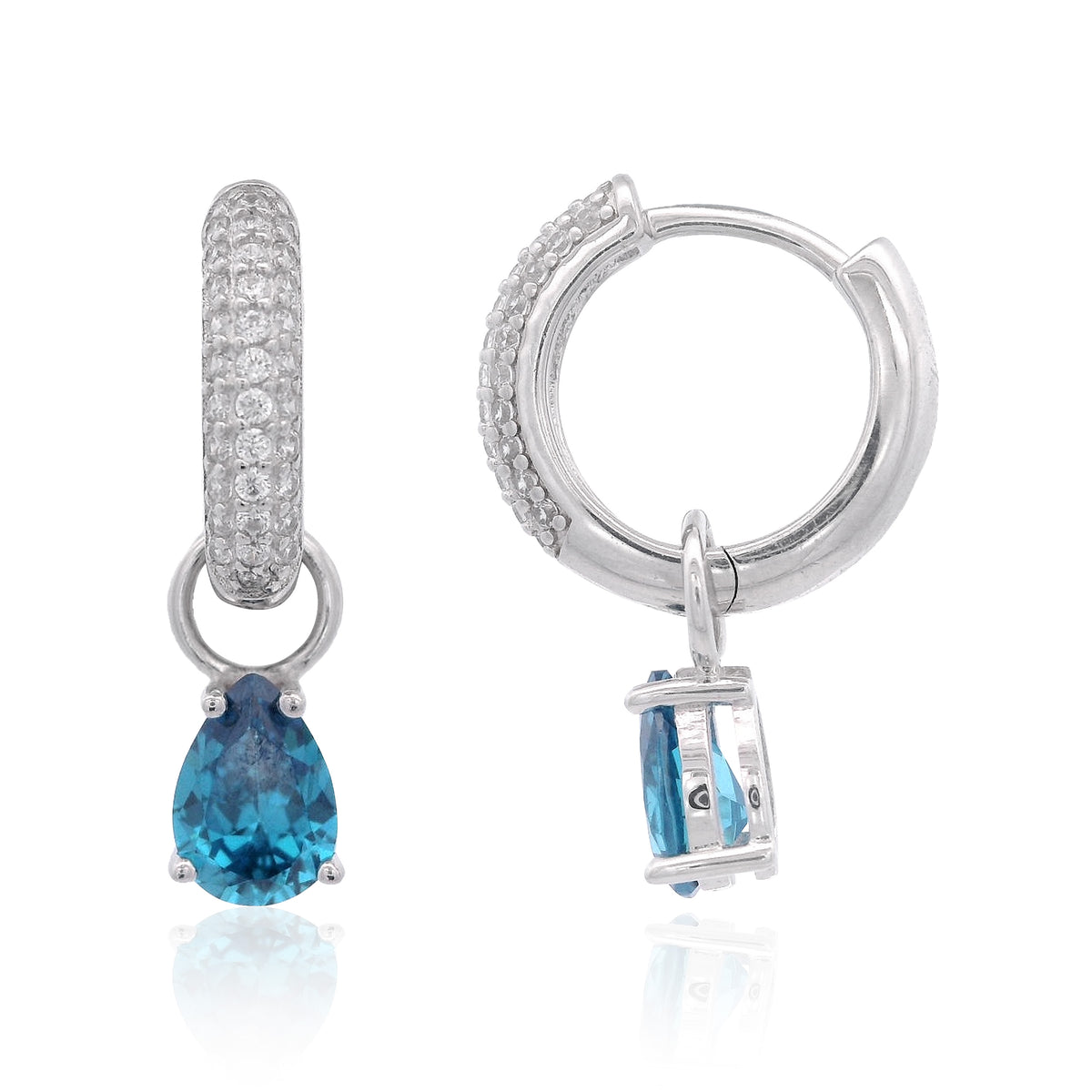 GEORGINI WISTERIA DUO PEAR EARRINGS BLUE TOPAZ CZ SILVER