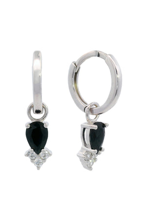 GEORGINI MIDNIGHT VELVET ASTERIA HOOP EARRINGS BLACK AND SILVER