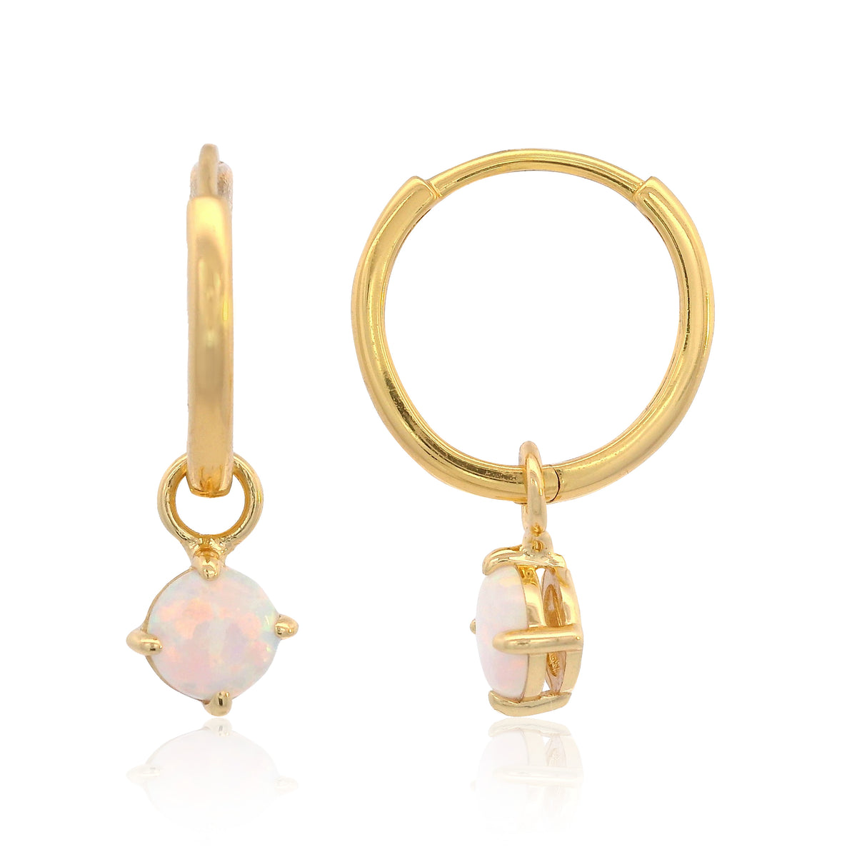 GEORGINI WISTERIA CREATED OPAL DANGLE HOOP EARRINGS GOLD