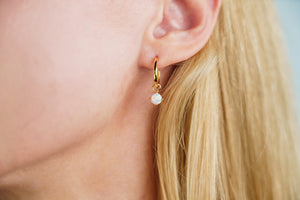 GEORGINI WISTERIA CREATED OPAL DANGLE HOOP EARRINGS GOLD