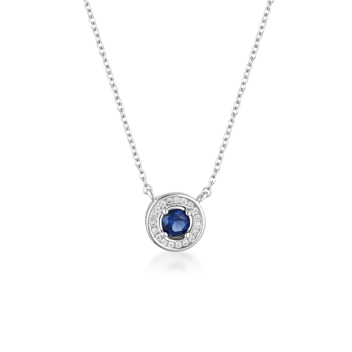 MILESTONE SAPPHIRE HALO PENDANT IN SILVER