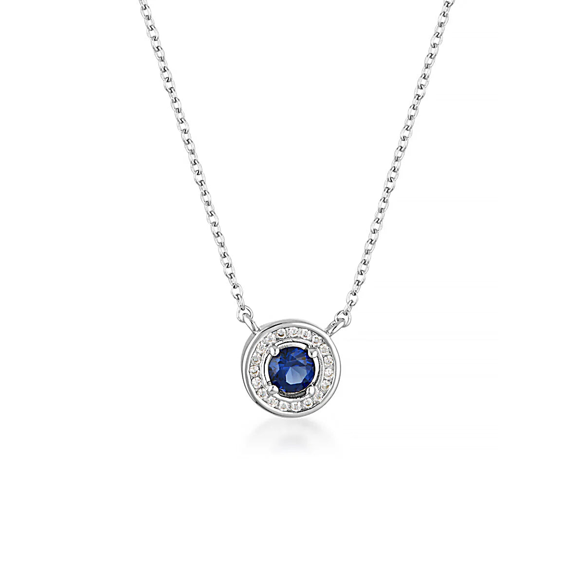 Georgini Milestone Sapphire Nano and White Cubic Zirconia Halo Pendant in Silver