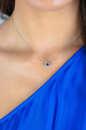MILESTONE SAPPHIRE HALO PENDANT IN SILVER