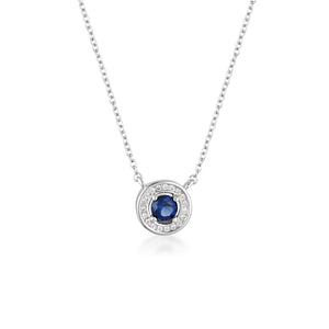 MILESTONE SAPPHIRE HALO PENDANT IN SILVER