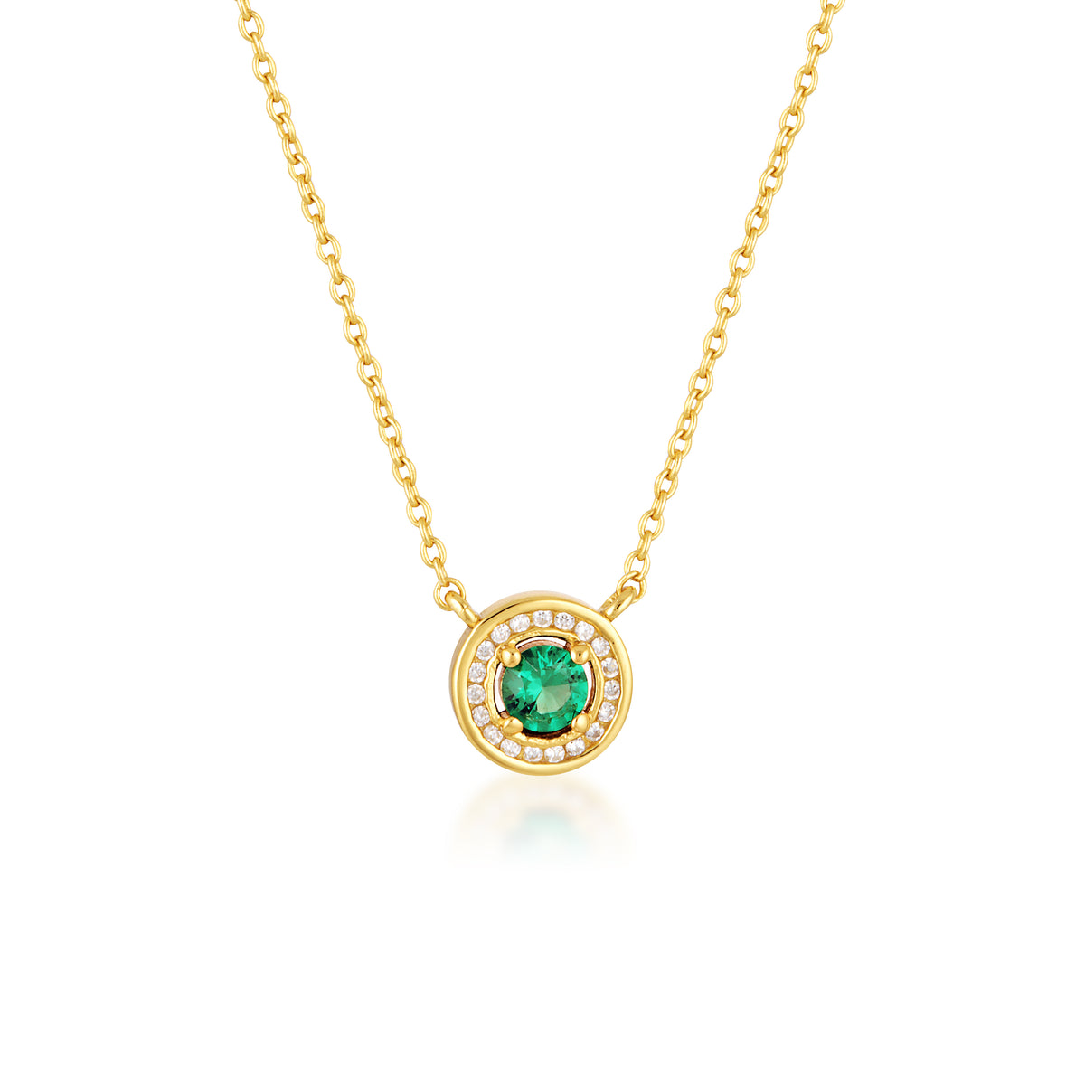 MILESTONE EMERALD HALO PENDANT IN GOLD