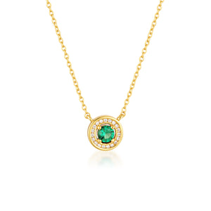 MILESTONE EMERALD HALO PENDANT IN GOLD