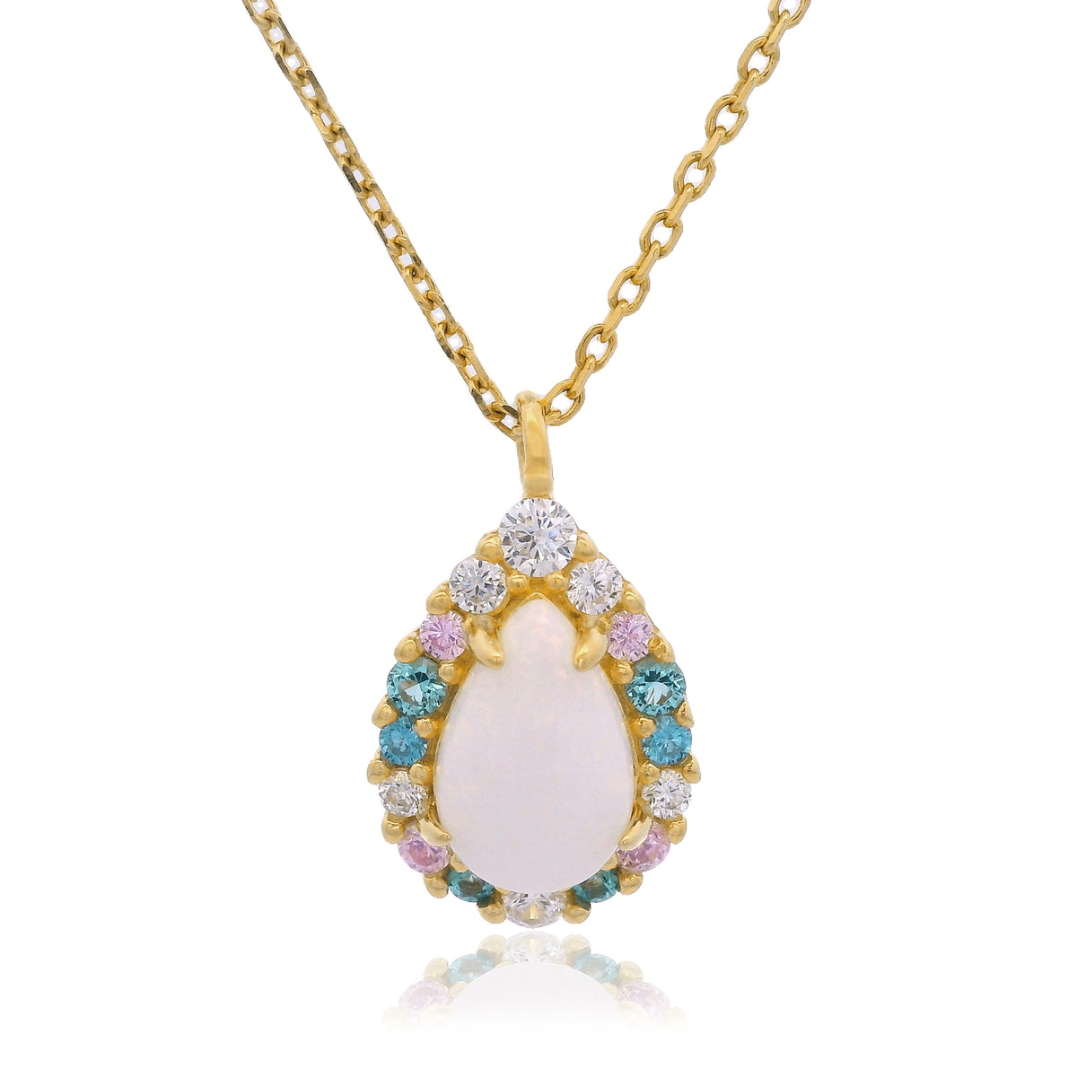 GEORGINI WISTERIA CREATED OPAL FLORIBUNDA PENDANT GOLD
