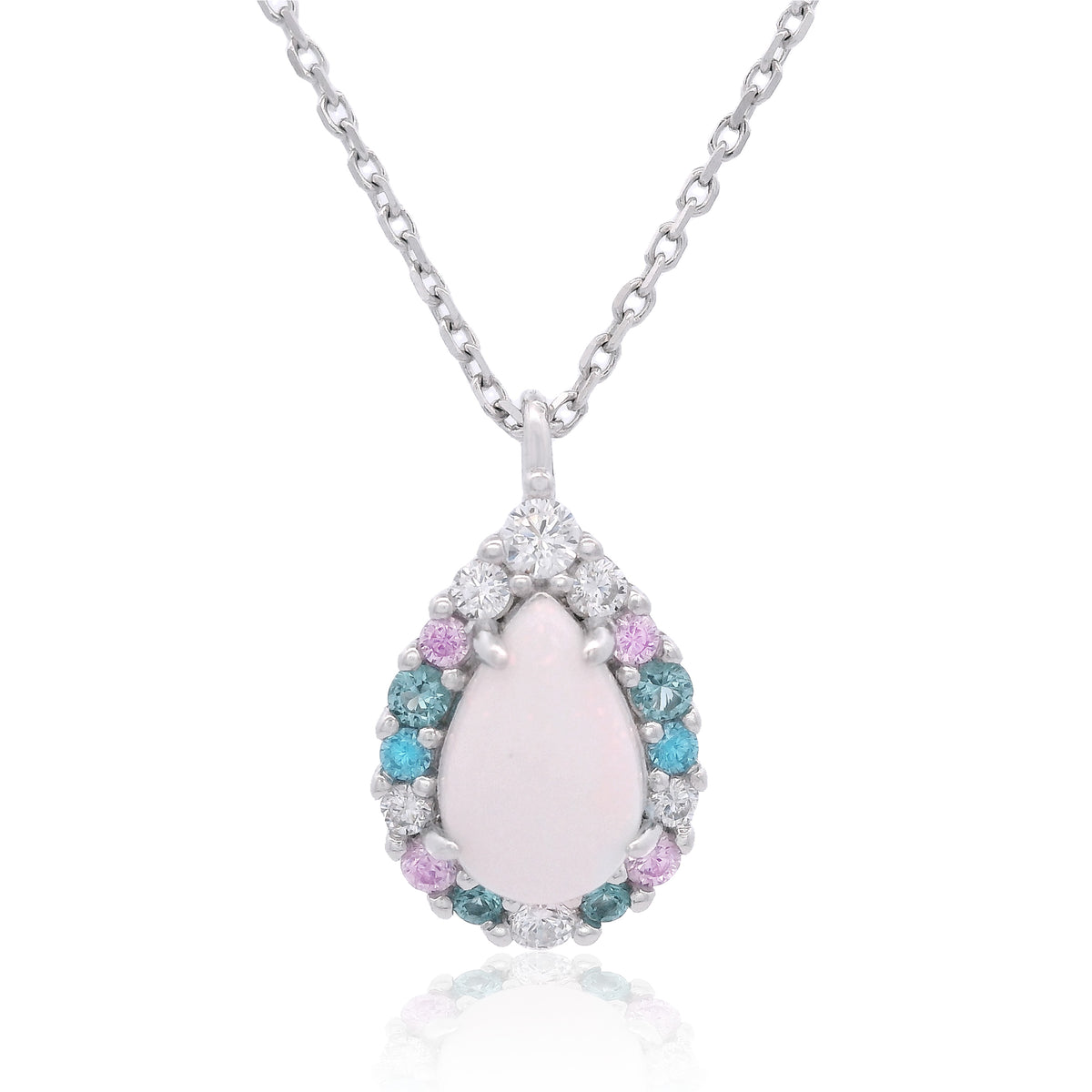 GEORGINI WISTERIA CREATED OPAL FLORIBUNDA PENDANT SILVER